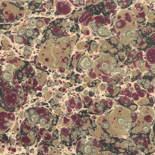 Hand Marbled Paper Stone Marble Pattern in Burgundy and Tan ~ Berretti Marbled Arts